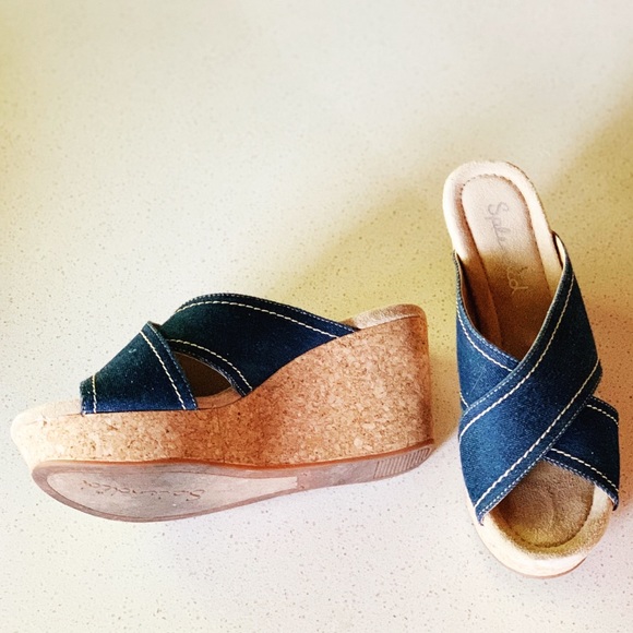 Denim Wedge Sandal - Picture 2 of 3